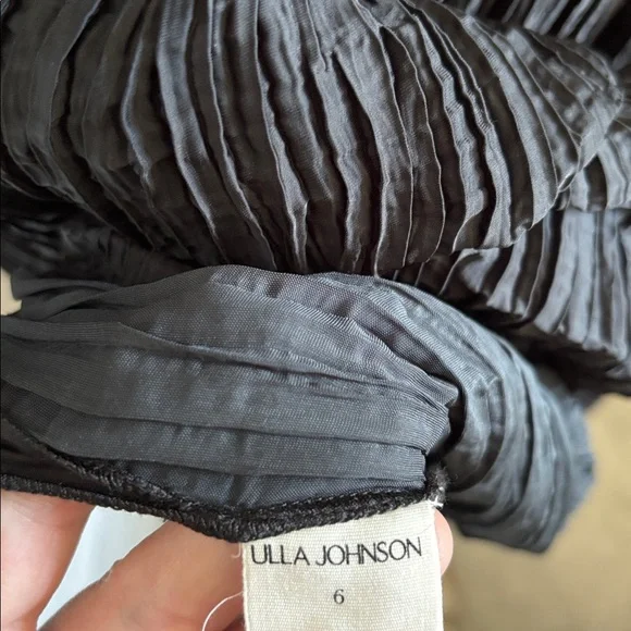 Ulla Johnson Orla Plisse sz 6 in Noir Black spaghetti tie strap Crinkle Dress - Picture 11 of 11